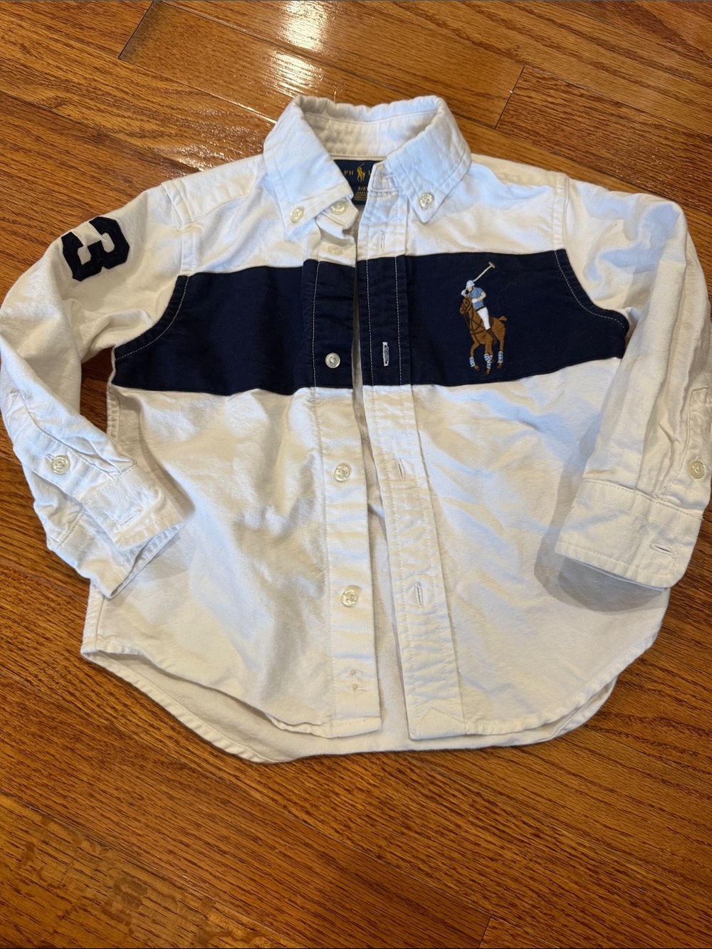 Polo by Ralph Lauren White & Navy Button-Down Polo Shirt